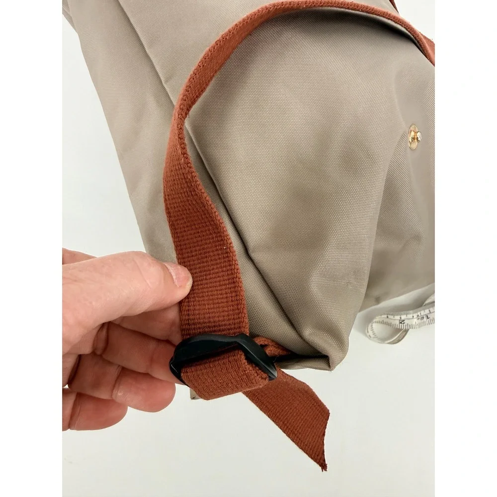 Longchamp Le Pliage Backpack Taupe Brown Nylon Leather Trim L1621619P55